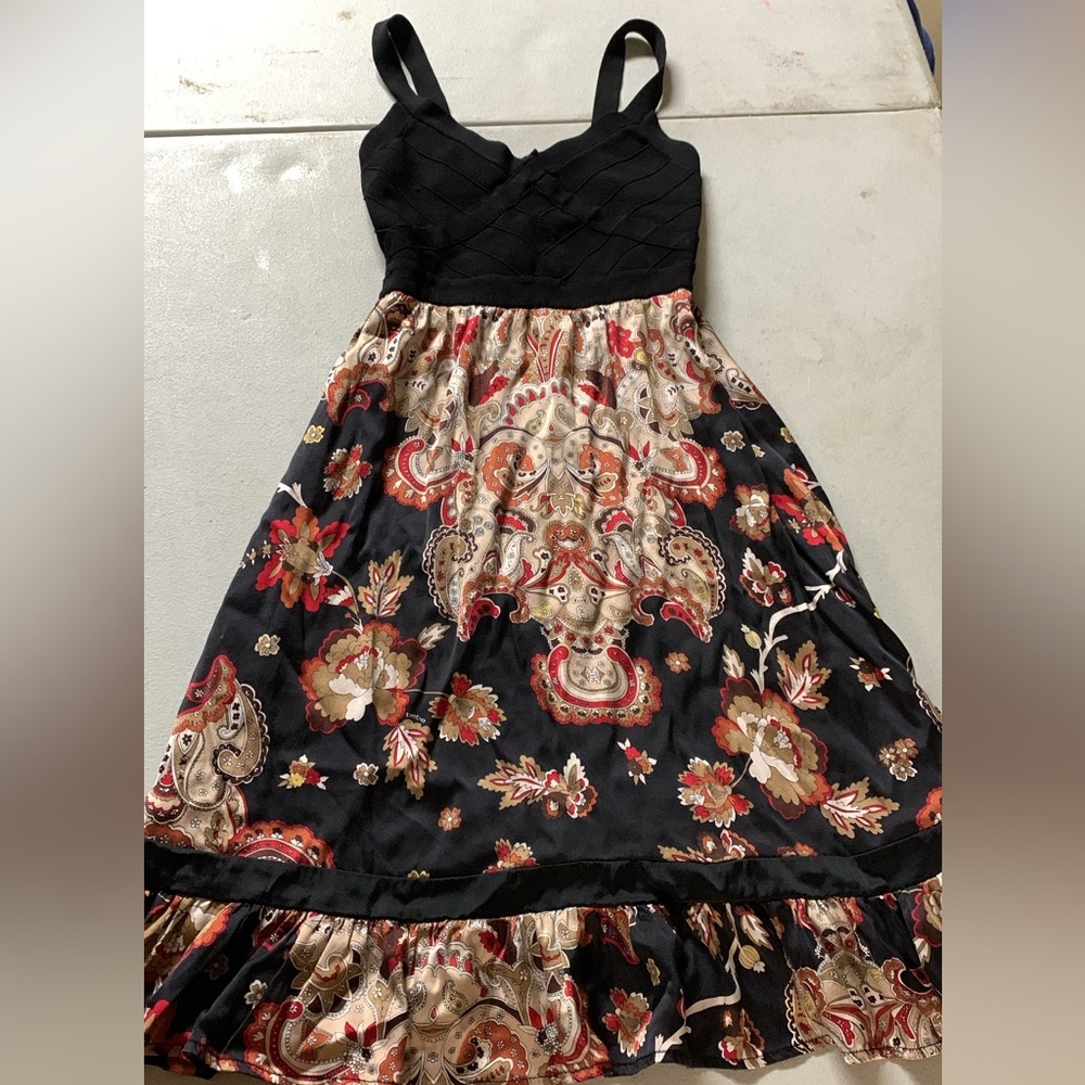 bebe Black and Red Paisley Dress